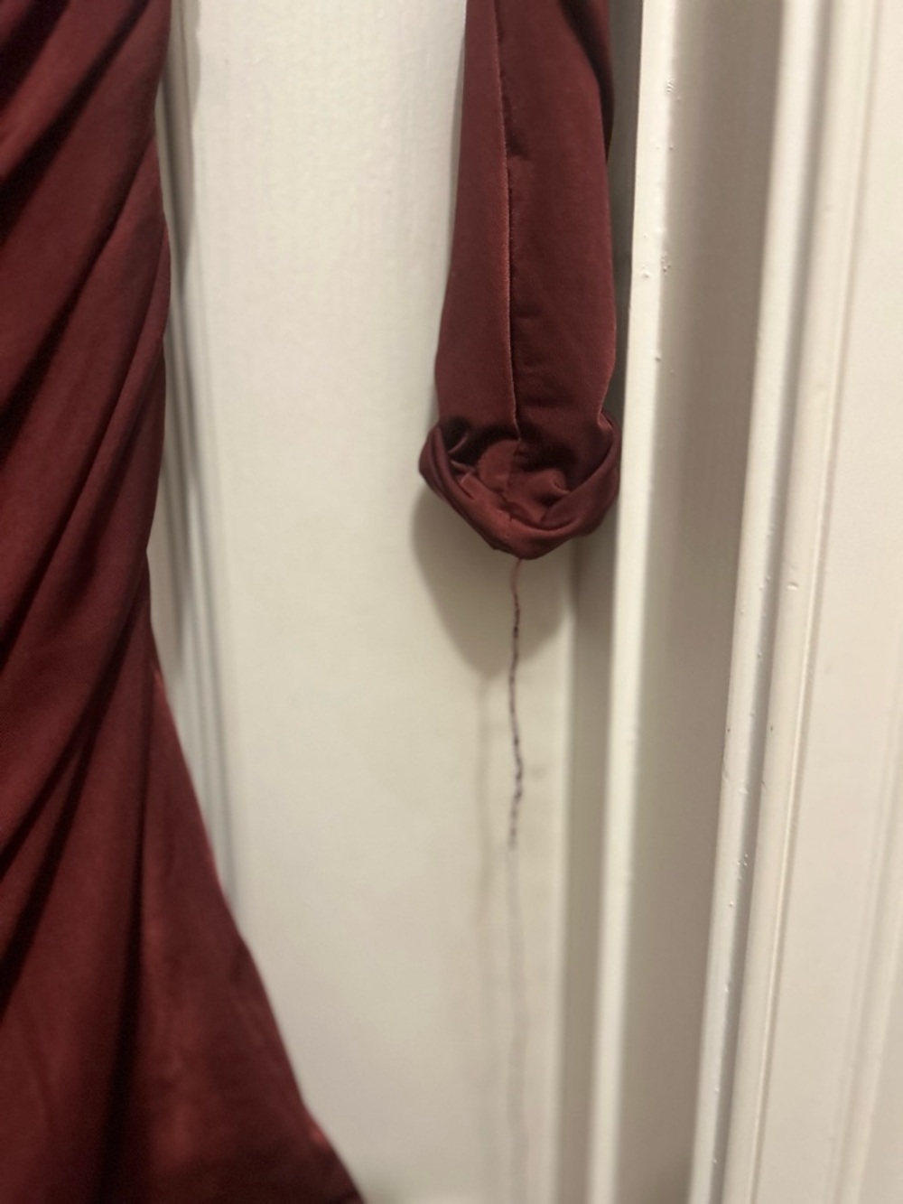 Meshki Hayden Long Sleeve Plunge Mini Dress - Burgundy - Picture 4 of 4